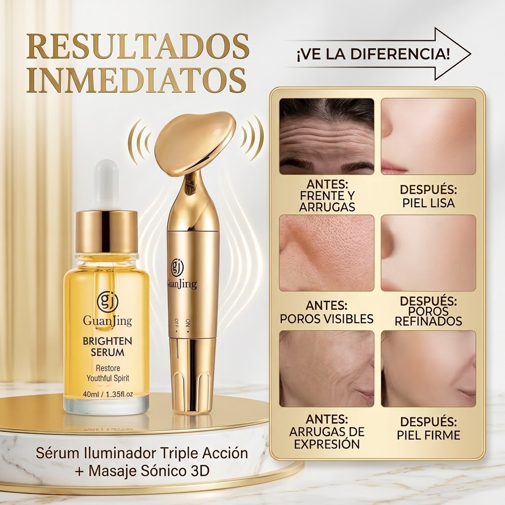Kit Rejuvenecedor Facial Guanjing®: Serum Triple Acción (Retinol + Niacinamida + Vit. E) + Masajeador Sónico LIFT