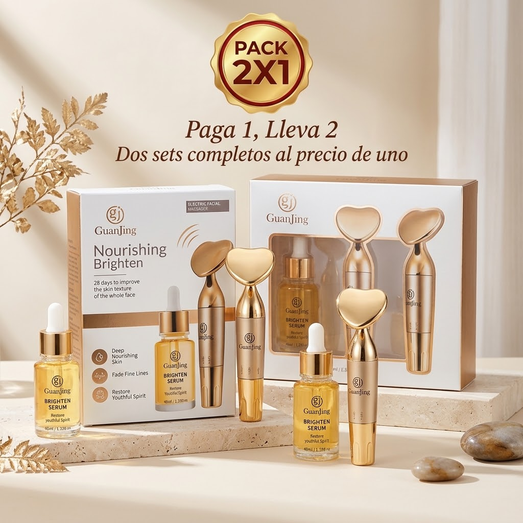 Kit Rejuvenecedor Facial Guanjing®: Serum Triple Acción (Retinol + Niacinamida + Vit. E) + Masajeador Sónico LIFT